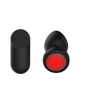 Passion Play Vibrating 10.4 cm Butt Plug with LED Base & Remote - Black