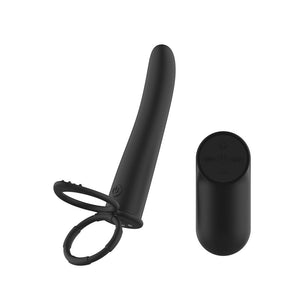 Passion Play Vibrating Double Penetrator with Remote - Black