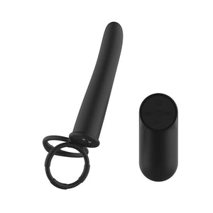 Passion Play Vibrating Double Penetrator with Remote - Black