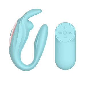 Passion Play Rabbit Couple Vibe with Remote Controller - Blue