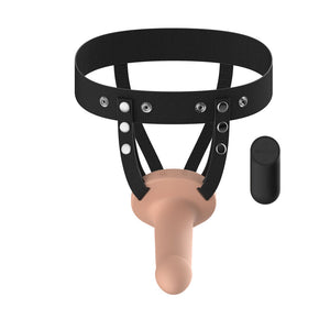 Passion Play Vibrating Smooth Hollow 6 Inch Strap-On with Remote - Flesh