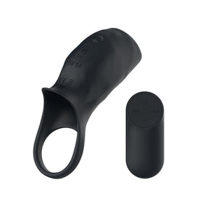 Passion Play Vibrating Cockring Sleeve with Remote - Black