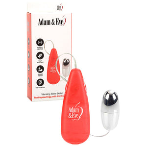 Adam & Eve Vibrating Silver Bullet Vibrator with Remote - Silver