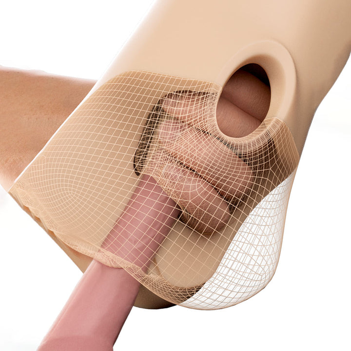 PDX Plus Double Pounder Vibrating Squeeze Vagina Stroker - Flesh