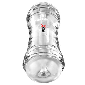 PDX Wet Pussies Super Flip-A-Pussy Over -  Clear Dual Ended Self Lubricating Stroker (Vagina & Ass)