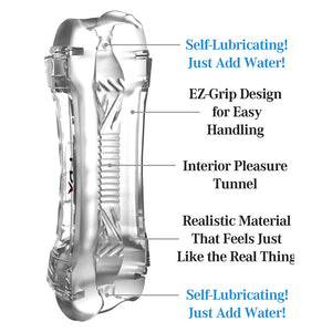 PDX Wet Pussies Super Flip-A-Pussy Over -  Clear Dual Ended Self Lubricating Stroker (Vagina & Ass)