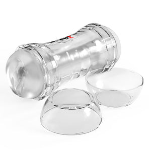 PDX Wet Pussies Super Flip-A-Pussy Over -  Clear Dual Ended Self Lubricating Stroker (Vagina & Ass)