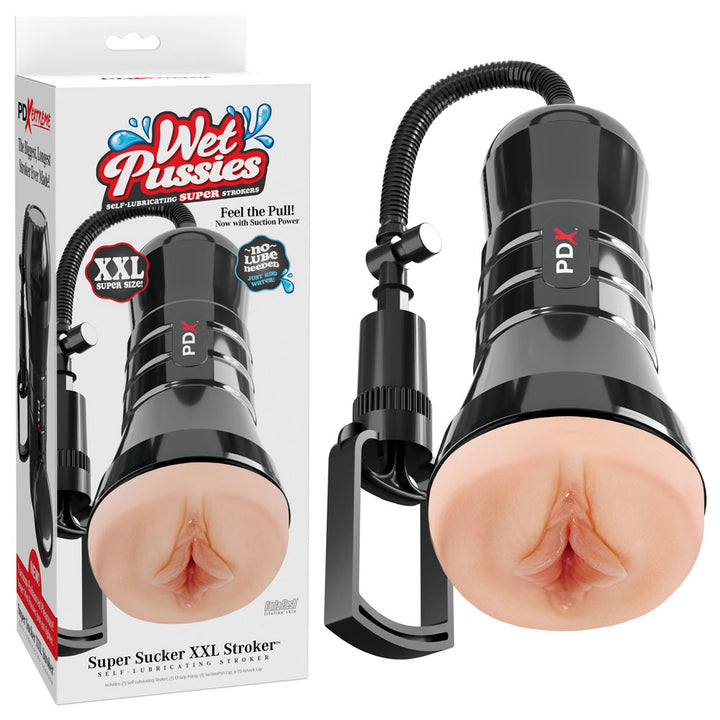 PDX Wet Pussies Super Sucker XXL Stroker - Flesh Vagina Stroker with Suction Pump