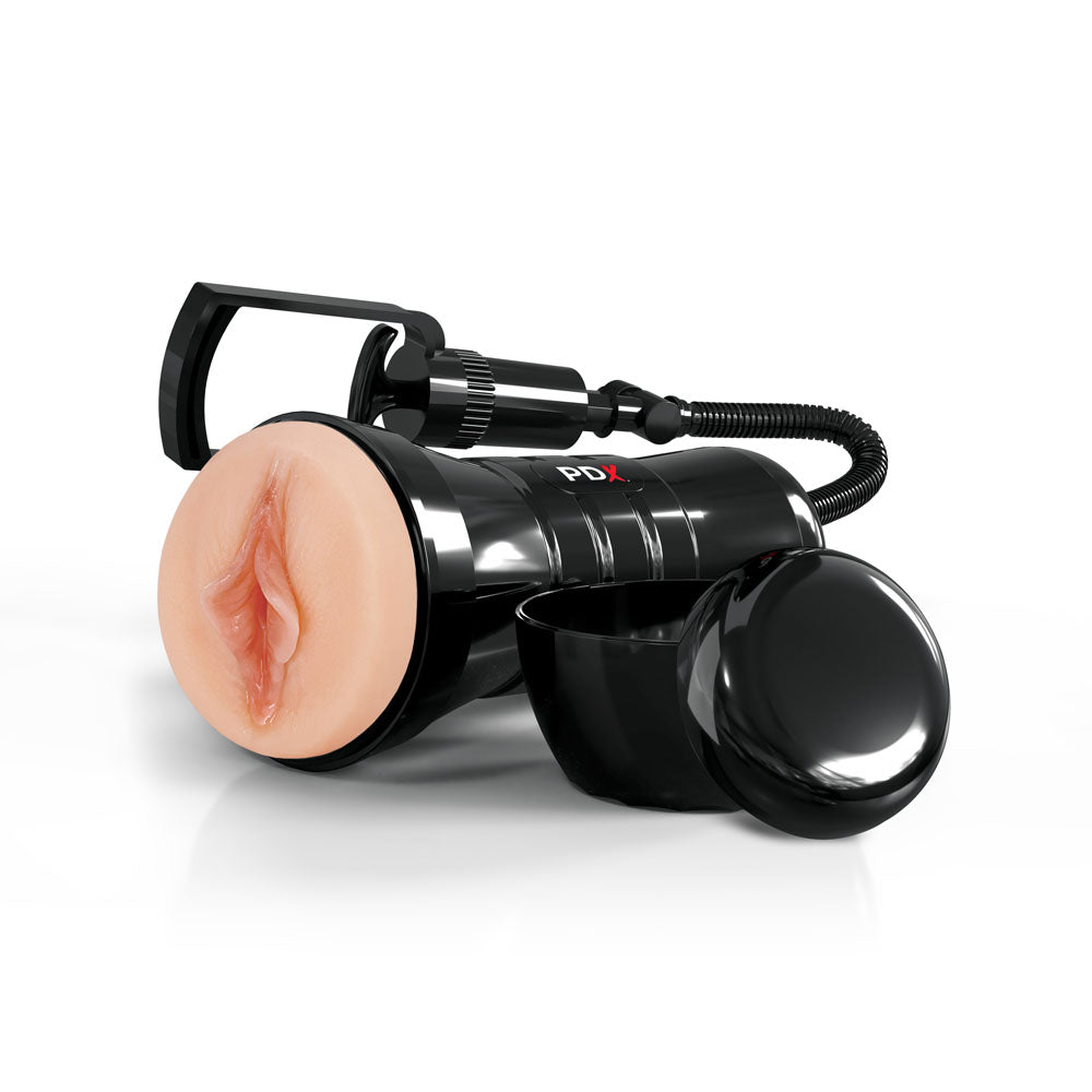 PDX Wet Pussies Super Sucker XXL Stroker - Flesh Vagina Stroker with Suction Pump