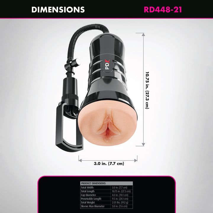 PDX Wet Pussies Super Sucker XXL Stroker - Flesh Vagina Stroker with Suction Pump