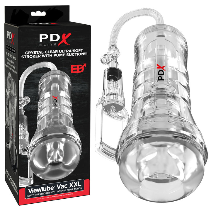 PDX Elite ViewTube Vac XXL Pump - Clear Vagina Stroker with Suction Pump