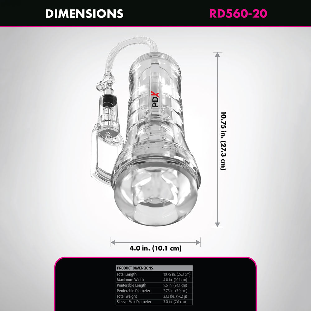 PDX Elite ViewTube Vac XXL Pump - Clear Vagina Stroker with Suction Pump