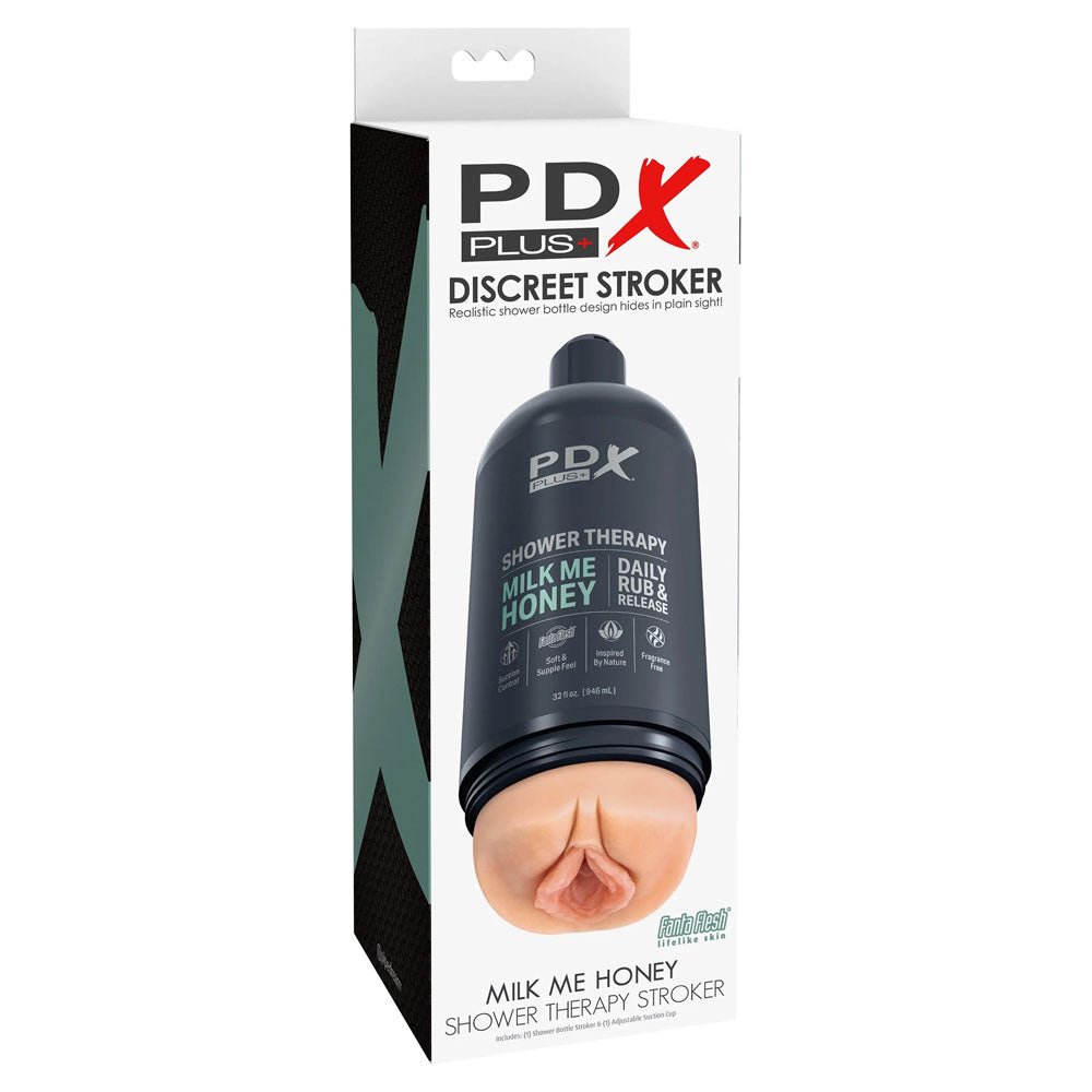 PDX Plus Shower Therapy - Milk Me Honey Vagina Stroker with Suction Base - Flesh