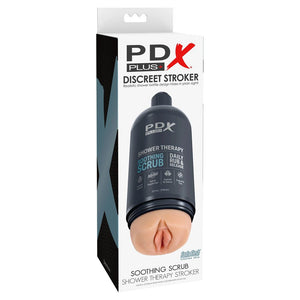 PDX Plus Shower Therapy - Soothing Scrub Discreet Vagina Stroker with Suction Base - Flesh 