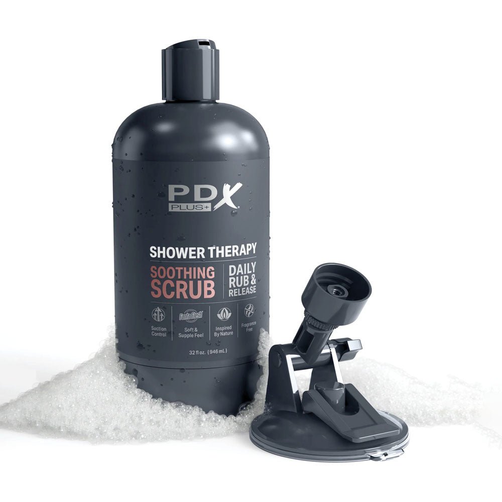 PDX Plus Shower Therapy - Soothing Scrub Vagina Stroker - Tan