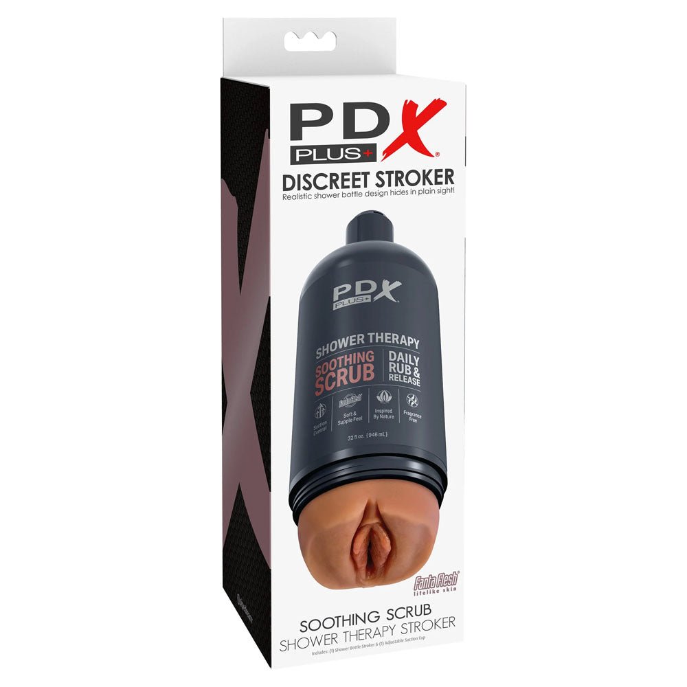 PDX Plus Shower Therapy - Soothing Scrub Vagina Stroker - Tan