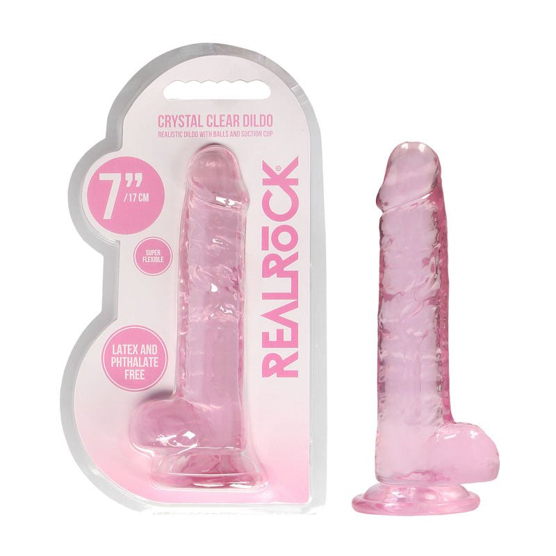 RealRock 7 Inch Realistic Dildo With Balls - Pink