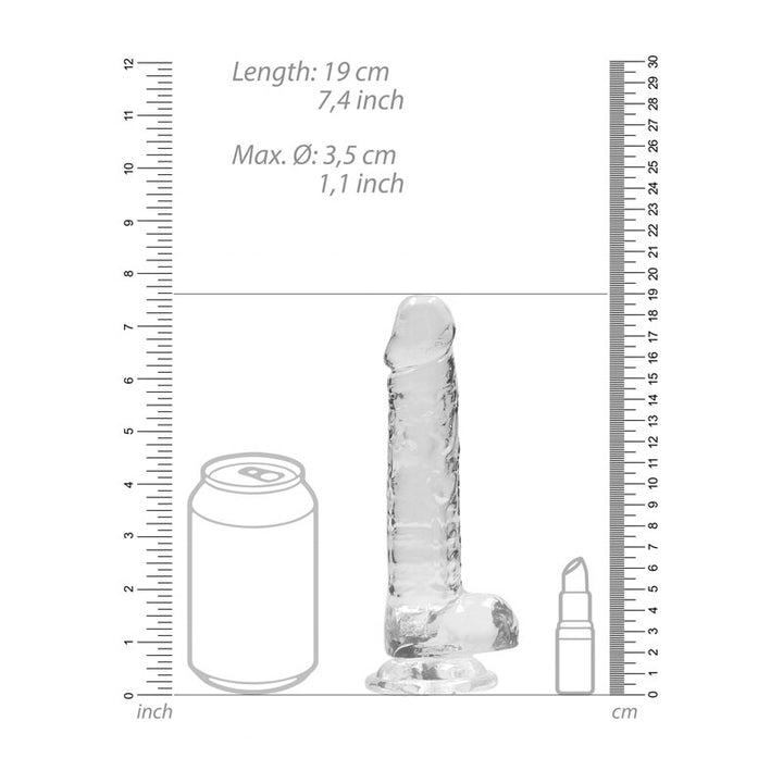 RealRock 7 Inch Realistic Dildo With Balls - Clear