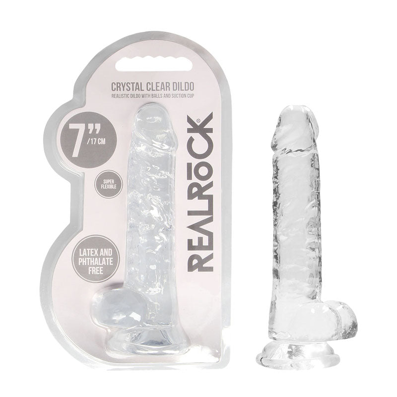 RealRock 7 Inch Realistic Dildo With Balls - Clear