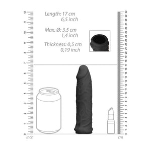RealRock 6 Inch Realistic Penis Sleeve - Black - Penis Extension Sleeve