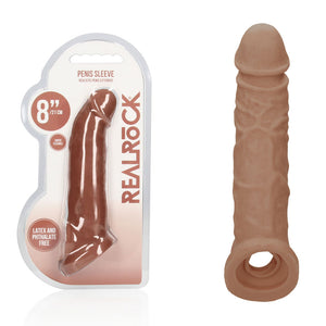 RealRock 8 Inch Realistic Penis Extender with Rings - Tan