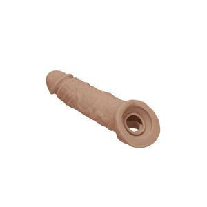RealRock 8 Inch Realistic Penis Extender with Rings - Tan