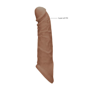 RealRock 8 Inch Realistic Penis Extender with Rings - Tan