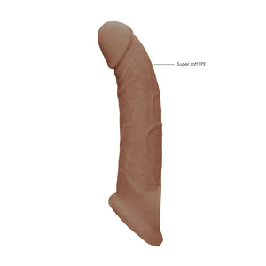 RealRock 9 Inch Realistic Penis Extender Sleeve with Rings - Tan