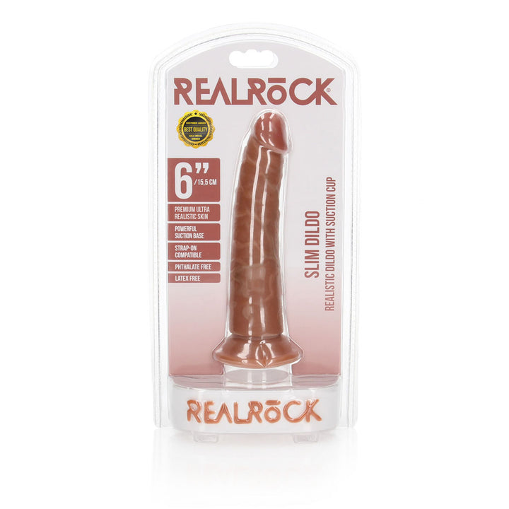 RealRock Realistic Slim 6 Inch Dildo without Balls - Tan