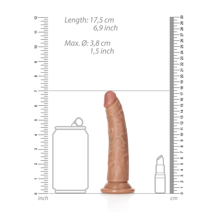 RealRock Realistic Slim 6 Inch Dildo without Balls - Tan
