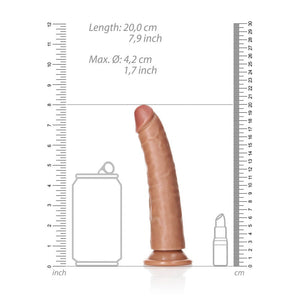 RealRock Realistic Slim 7 Inch Dildo with Suction Cup - Tan