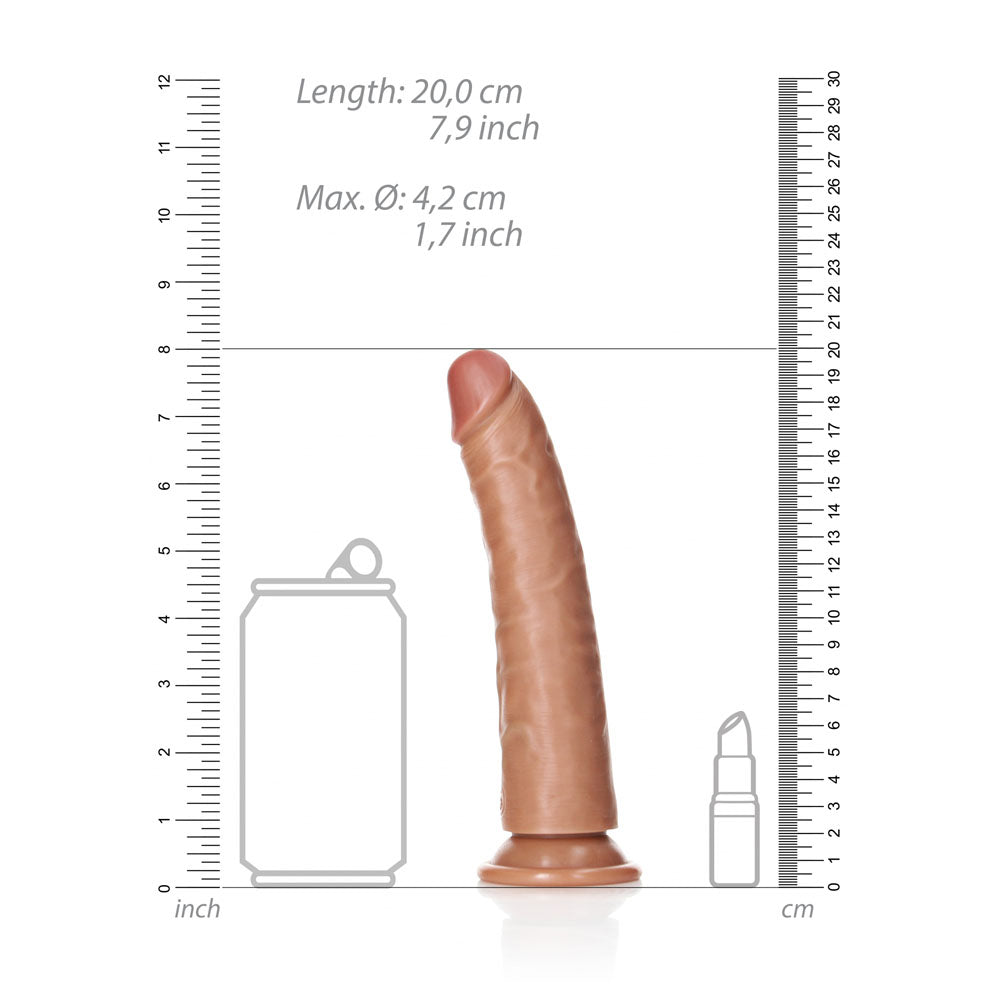 RealRock Realistic Slim 7 Inch Dildo with Suction Cup - Tan