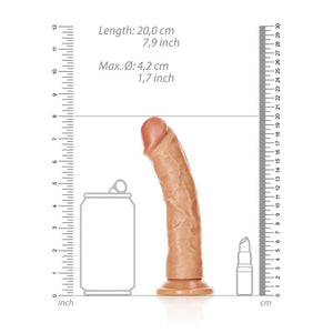 RealRock Realistic Curved 7 Inch Dildo with Suction Cup - Tan