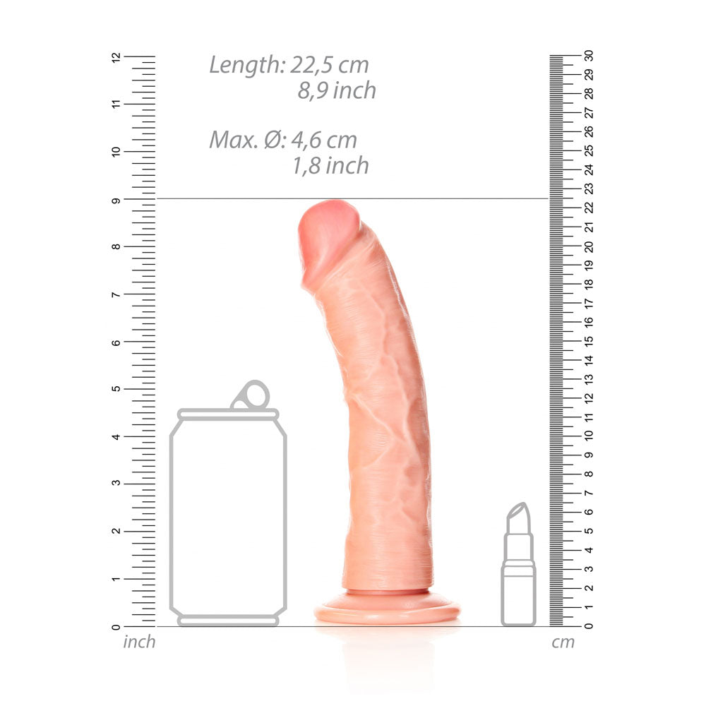 RealRock Realistic Regular Curved 8 Inch Dildo with Suction Cup - Flesh