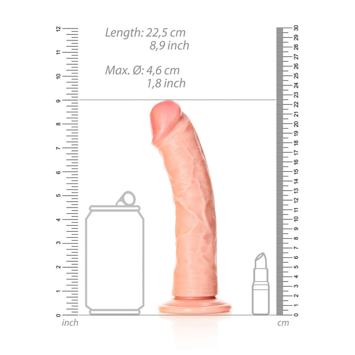 RealRock Realistic Regular Curved 8 Inch Dildo with Suction Cup - Flesh