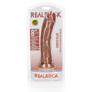 RealRock Realistic Curved 8 Inch Dildo with Suction Cup - Tan