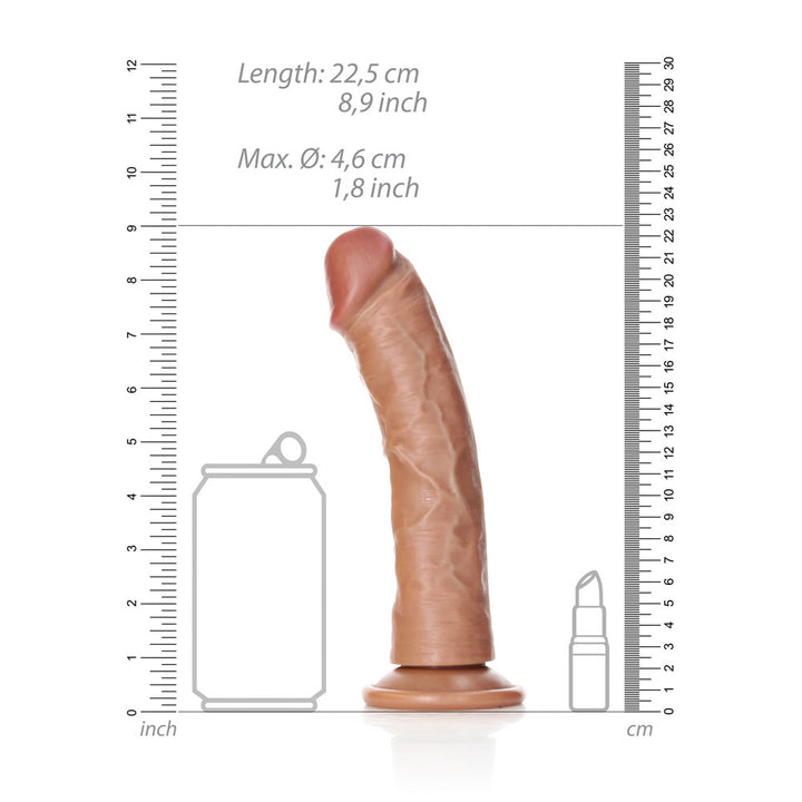 RealRock Realistic Curved 8 Inch Dildo with Suction Cup - Tan