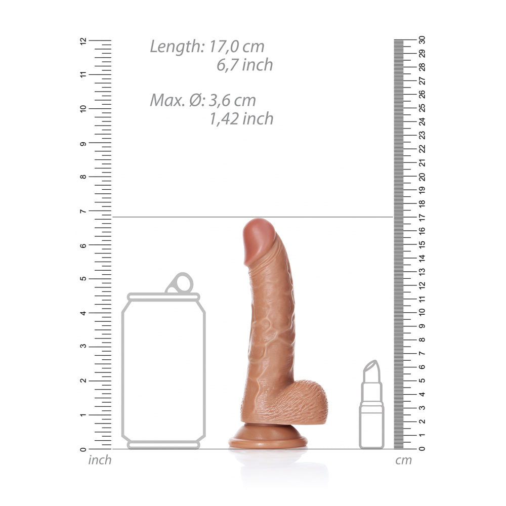 RealRock Realistic Regular Curved 6 Inch Dong with Balls - Tan