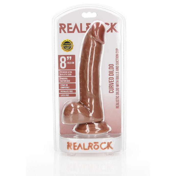 RealRock Realistic Curved 8 Inch Dong with Balls - Tan
