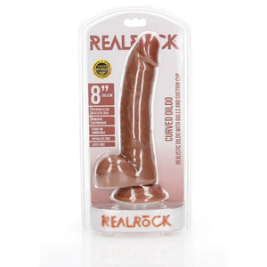 RealRock Realistic Curved 7 Inch  Dong with Balls - Tan