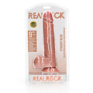 RealRock Straight Realistic 9 Inch Dildo with Balls - Flesh