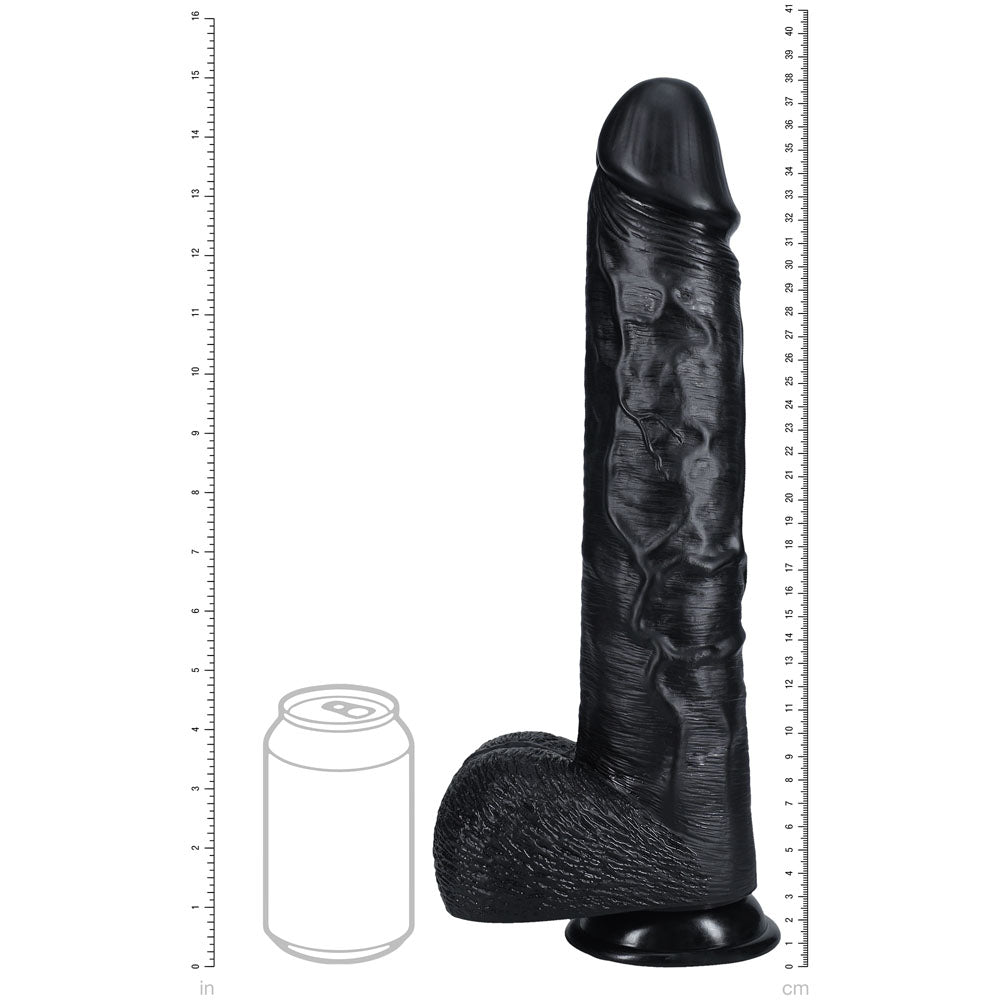RealRock 15 Inch Extra Long Dildo with Balls - Black