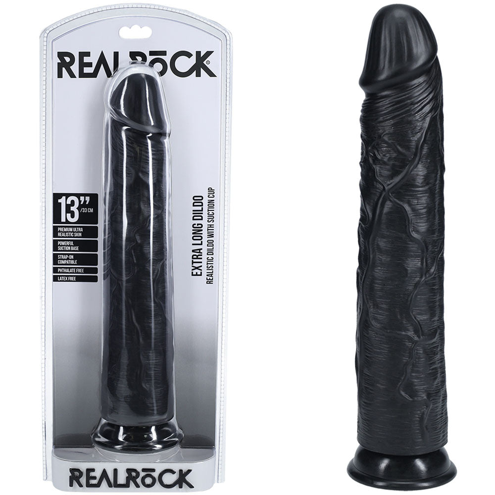 RealRock 13 Inch Extra Long Dildo - Black