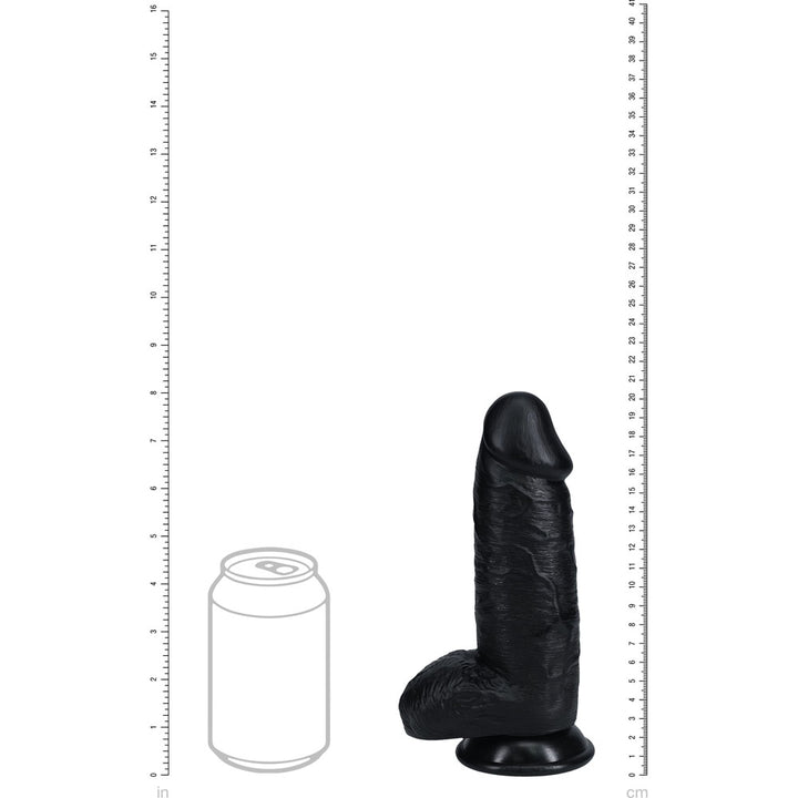 RealRock 8 Inch Extra Thick Dildo with Balls - Black