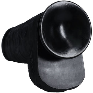 RealRock 10 Inch Extra Thick Dildo with Balls - Black