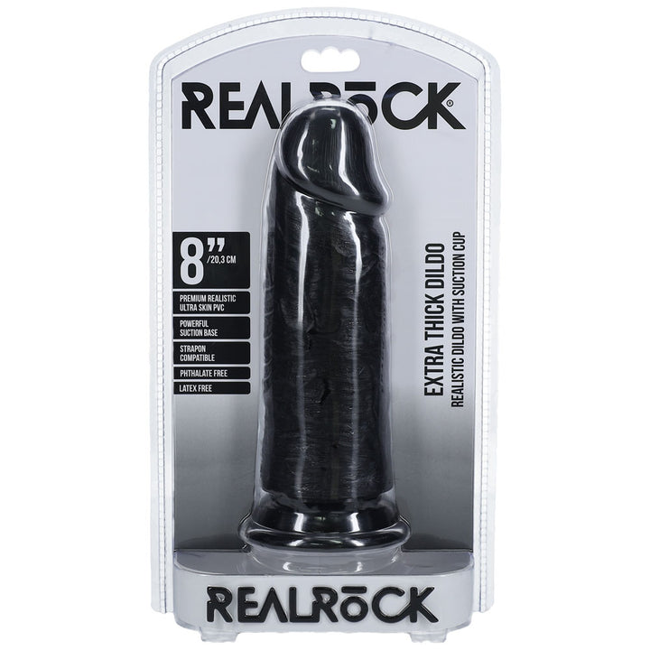 RealRock 8 Inch Extra Thick Dildo - Black