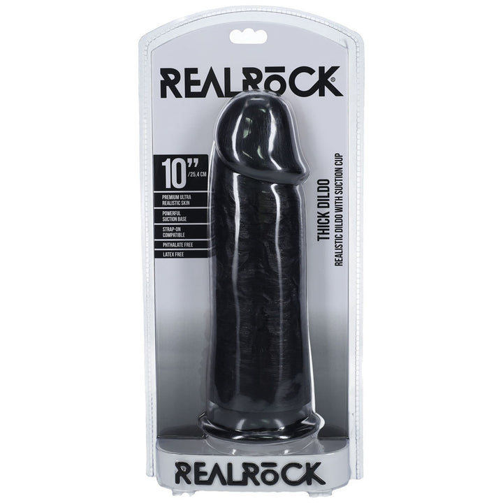 RealRock 10 Inch Extra Thick Dildo - Black