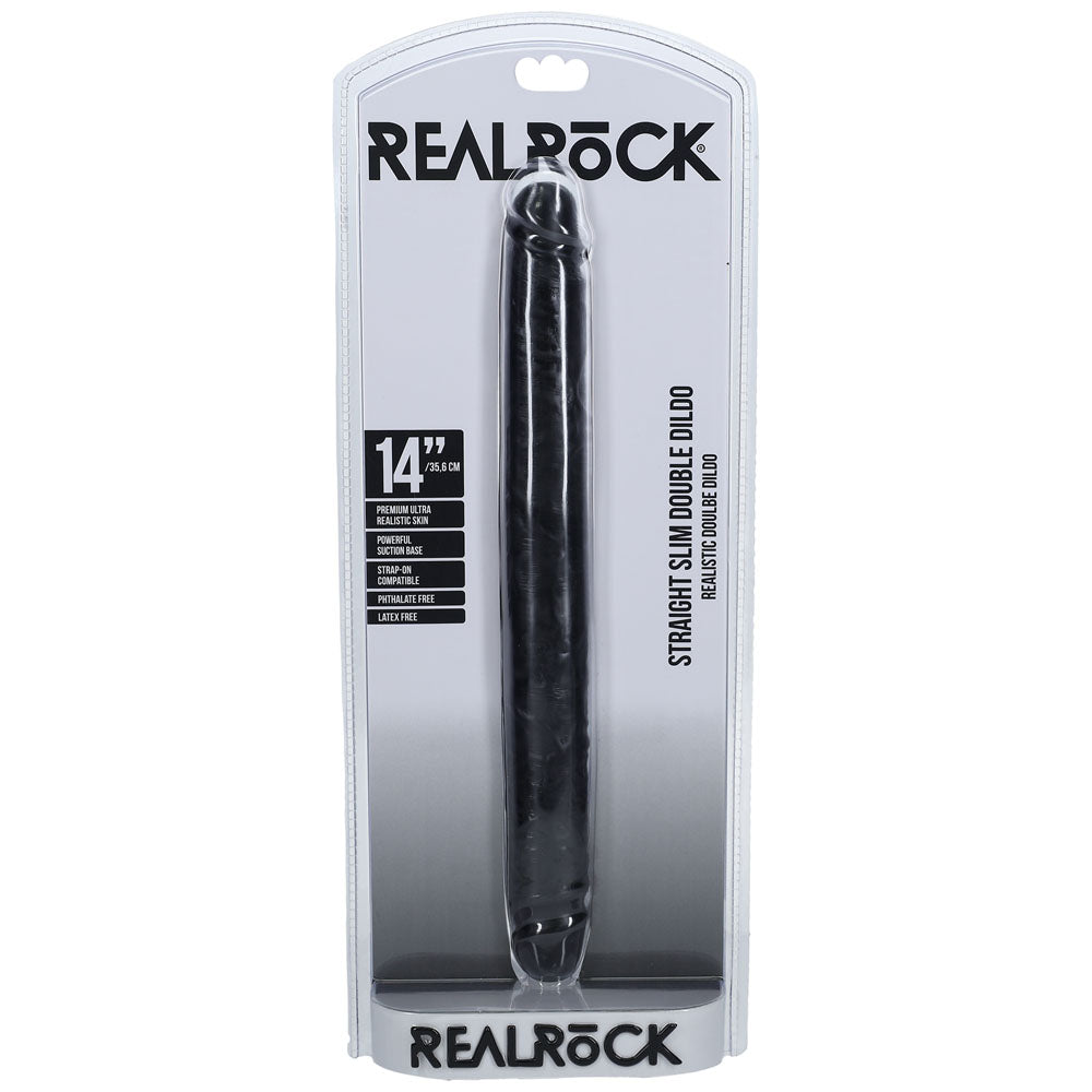 RealRock 14 Inch Slim Double Dildo - Black
