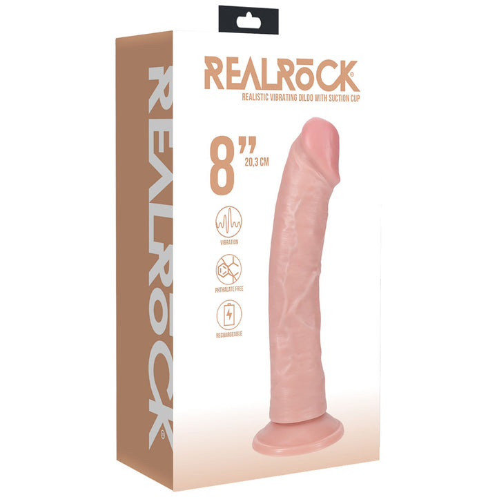 RealRock 8 Inch Curved Vibrating Cock - Flesh