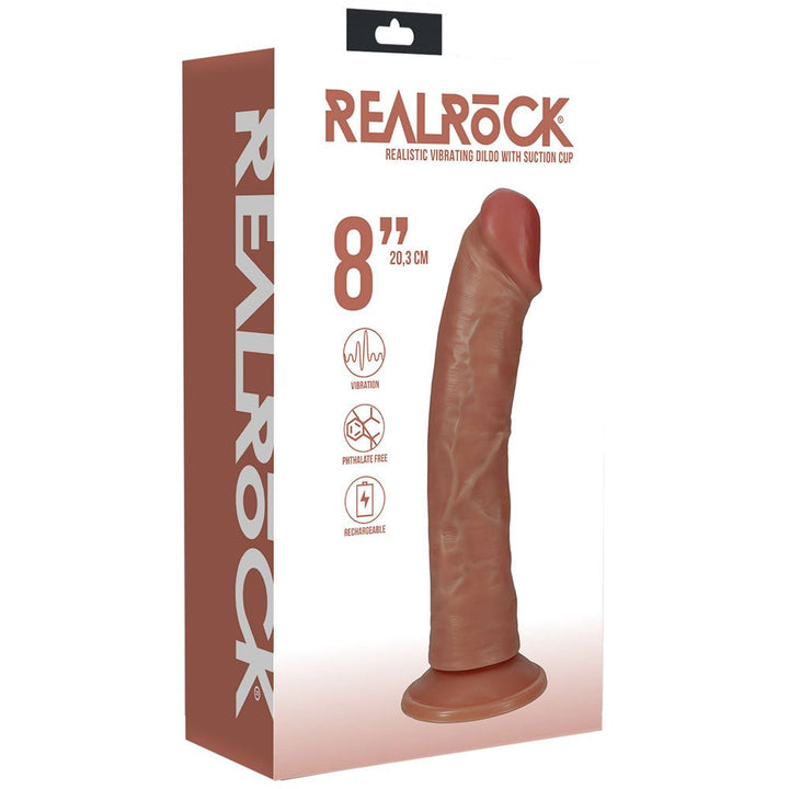 RealRock 8 Inch Curved Vibrating Cock - Tan